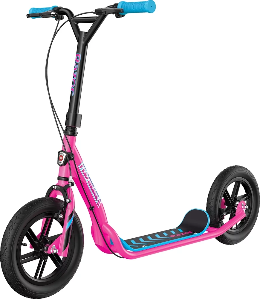 Razor Flashback Kick Scooter – Pink, BMX Style, 12" Mag Wheels Air-Filled Tires, for Kids and Teens