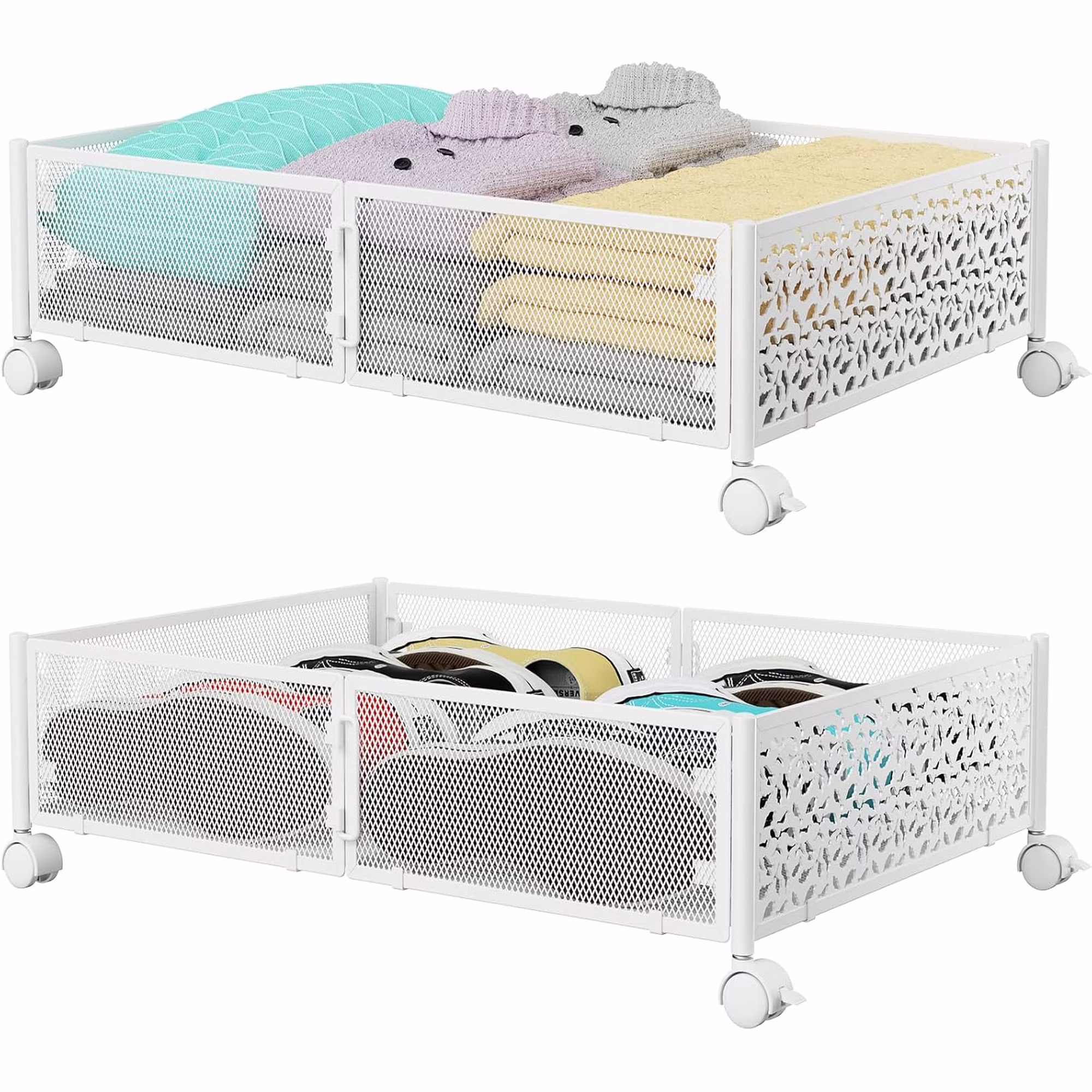 Under Bed Storage, Under the Bed Storage Containers with Wheels, Under Bed Shoe Storage Organizer Drawer for Bedroom Clothes Shoes Blankets -2Pack