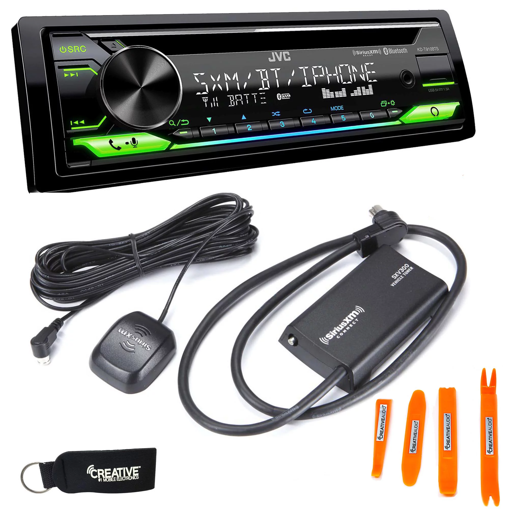 JVC KD-T910BTS - CD Receiver w/ Bluetooth, USB, Amazon Alexa + Included SirusXM SXV300 Satellite Radio Tuner