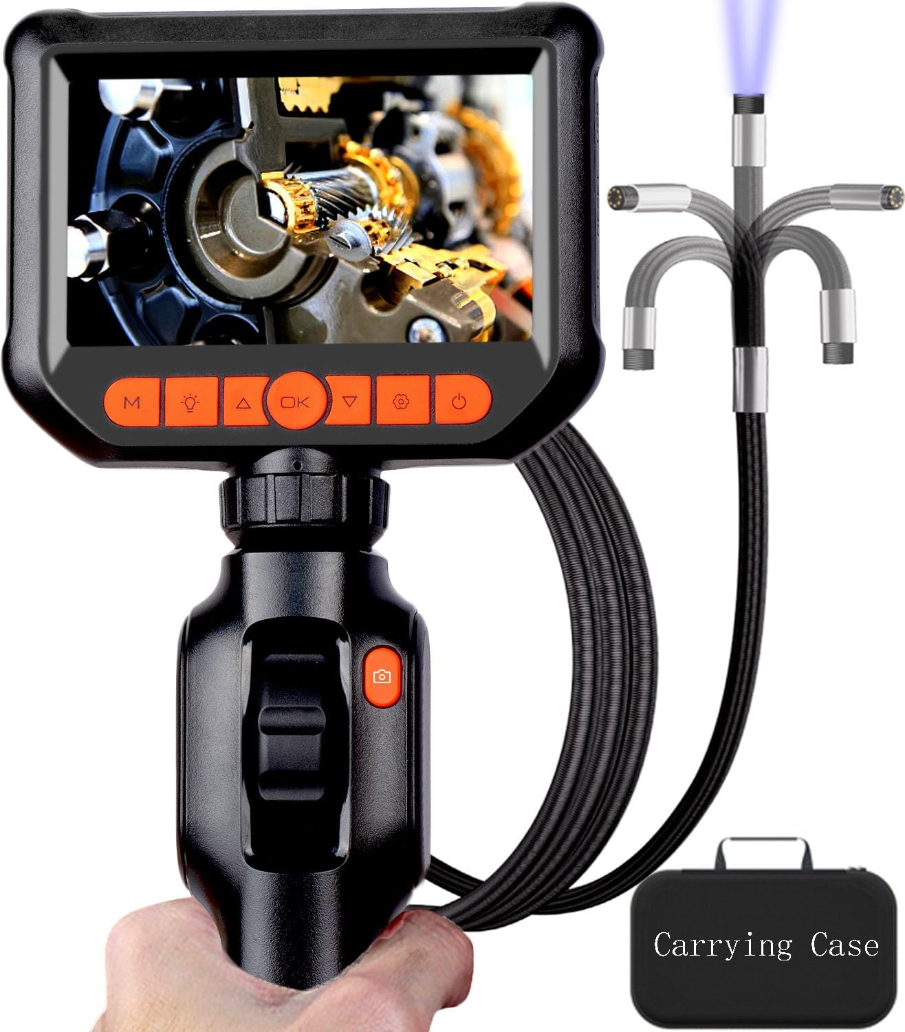 Daxiongmao Endoscope Camera with Light, Two-Way Articulating Borescope, IP67 Waterproof Sewer Camera, Borescope camera with light, 1080 HD Endoscope