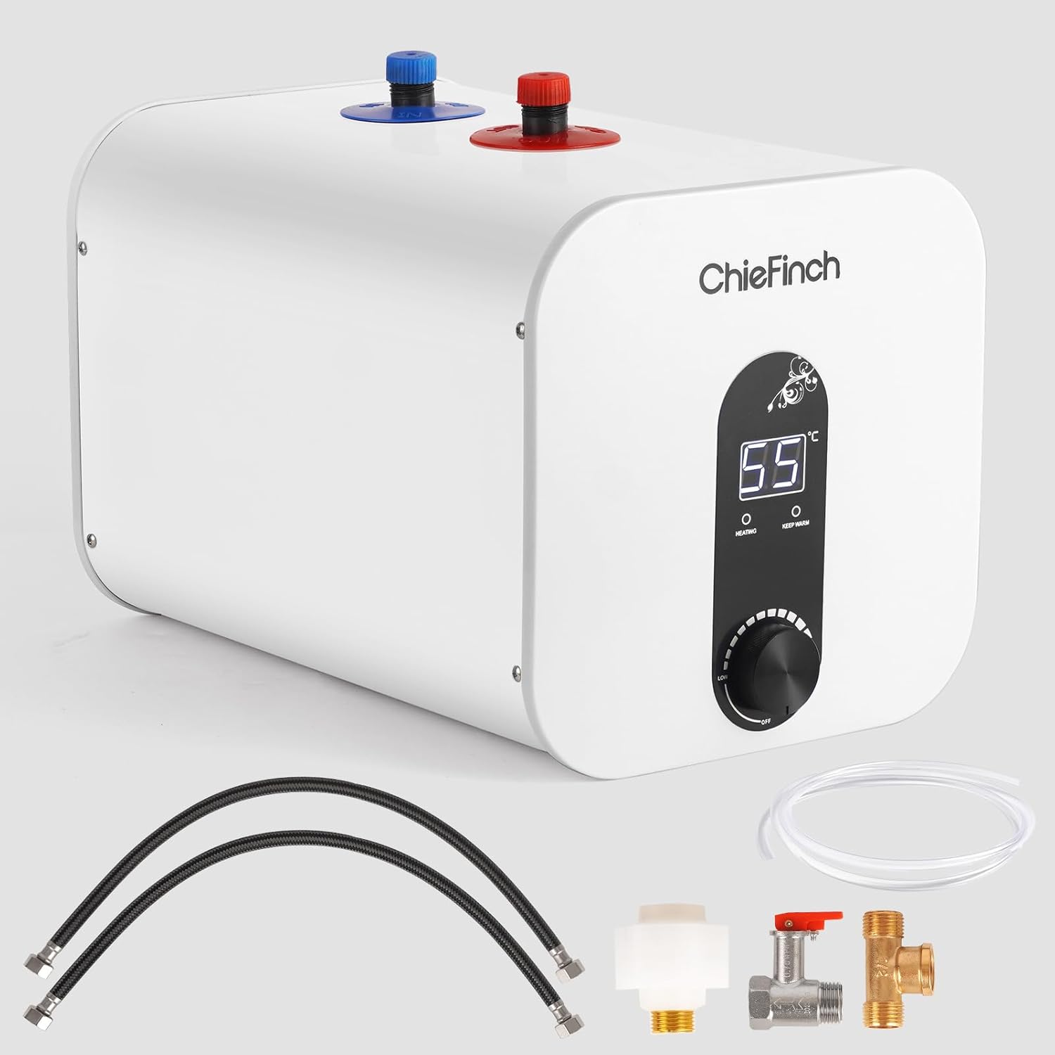 Mini-Tank Electric Under Sink Water Heater 2.6 Gallon Point of Use Instant Electric On Demand Hot Water Heater for Kitchen Counter Rv Tr Trailer