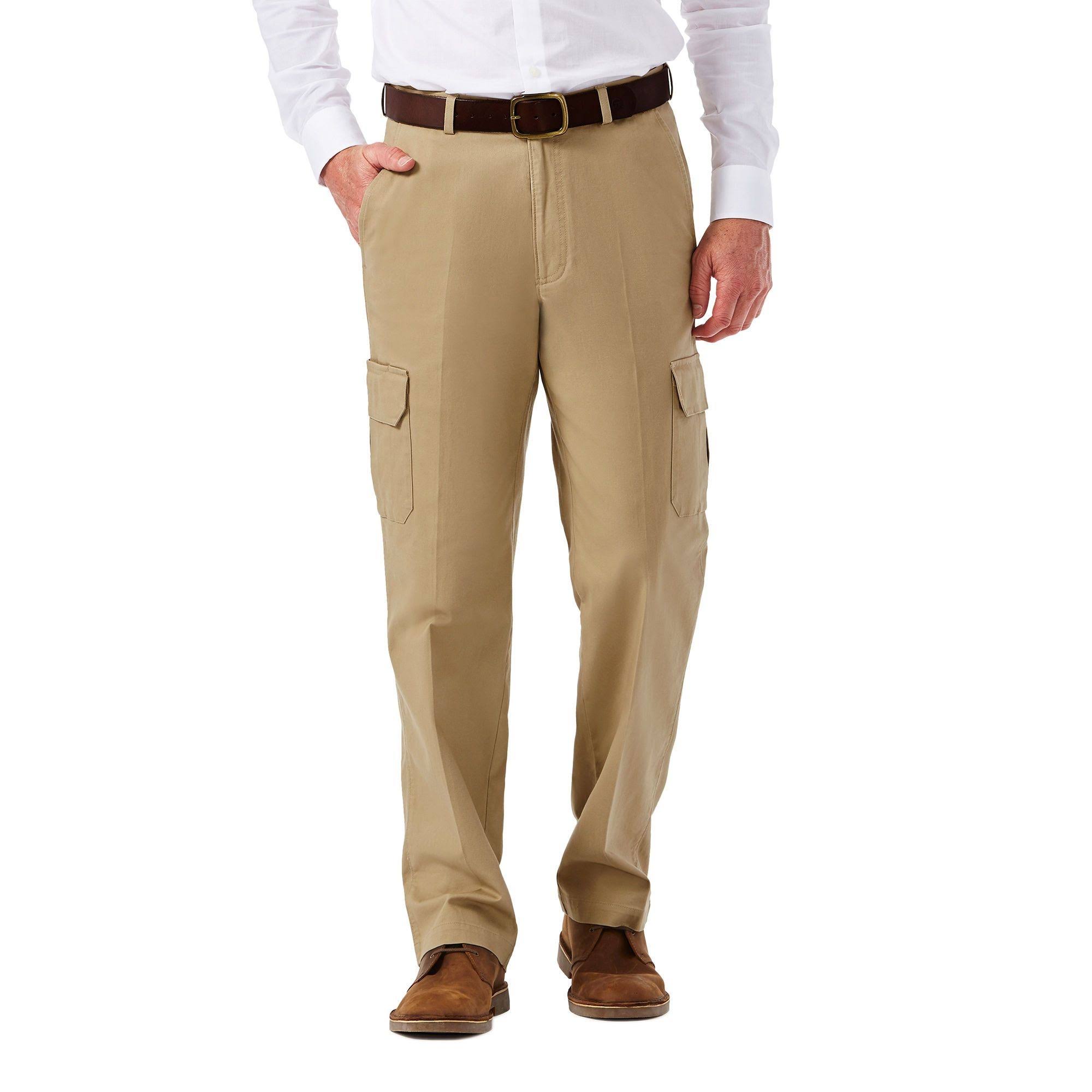 Haggar Men&s Big-Tall Stretch Comfort Cargo Expandable-Waist Classic-Fit Pant