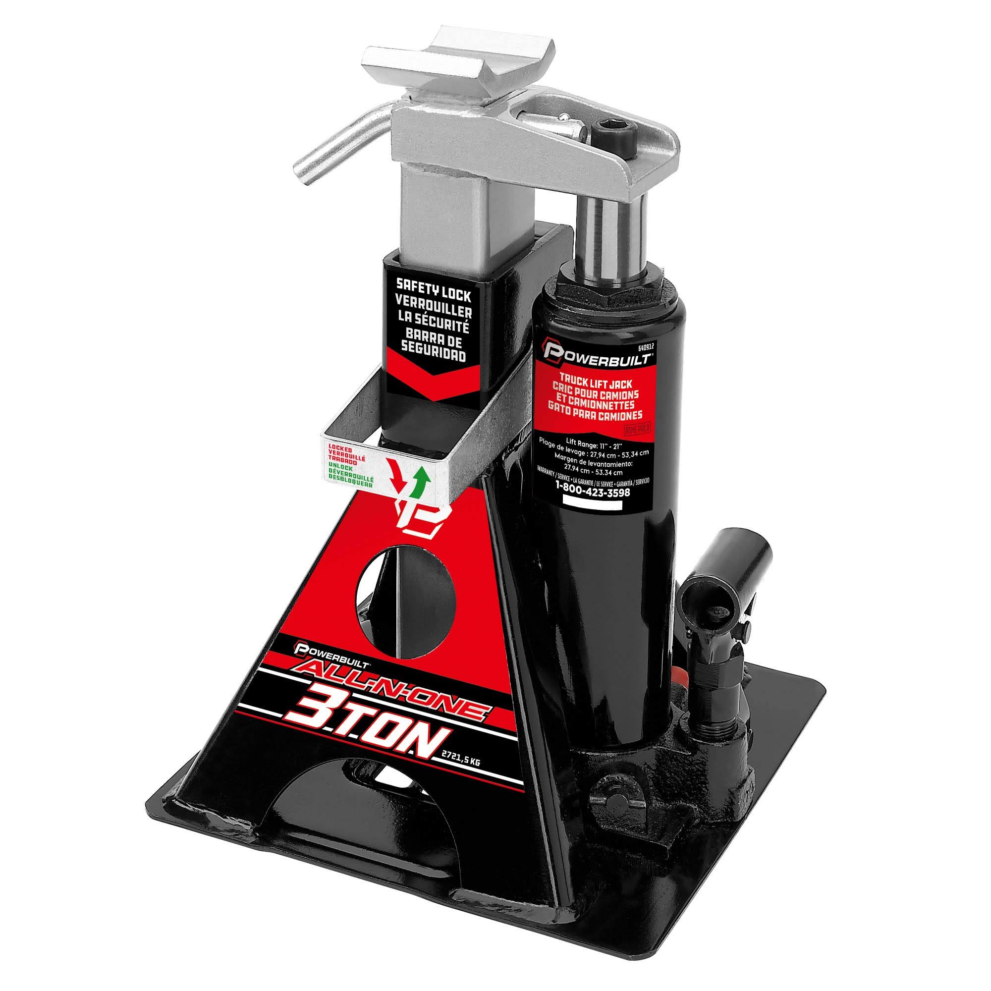 Powerbuilt 640912 All-in-One Bottle Jack/jack Stand 3 Ton - Megean