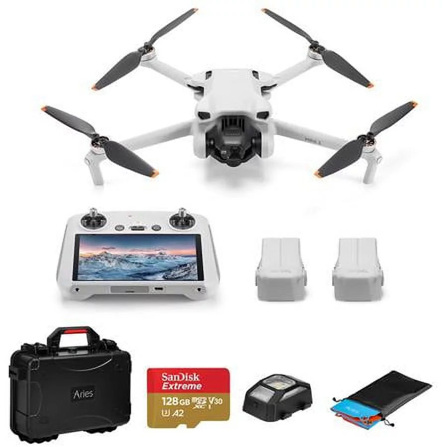 Mini 3 Drone Fly More Combo with RC Remote Controller, Carrying Case, 128GB microSD Card, Anti-Collision Light, Landing Pad