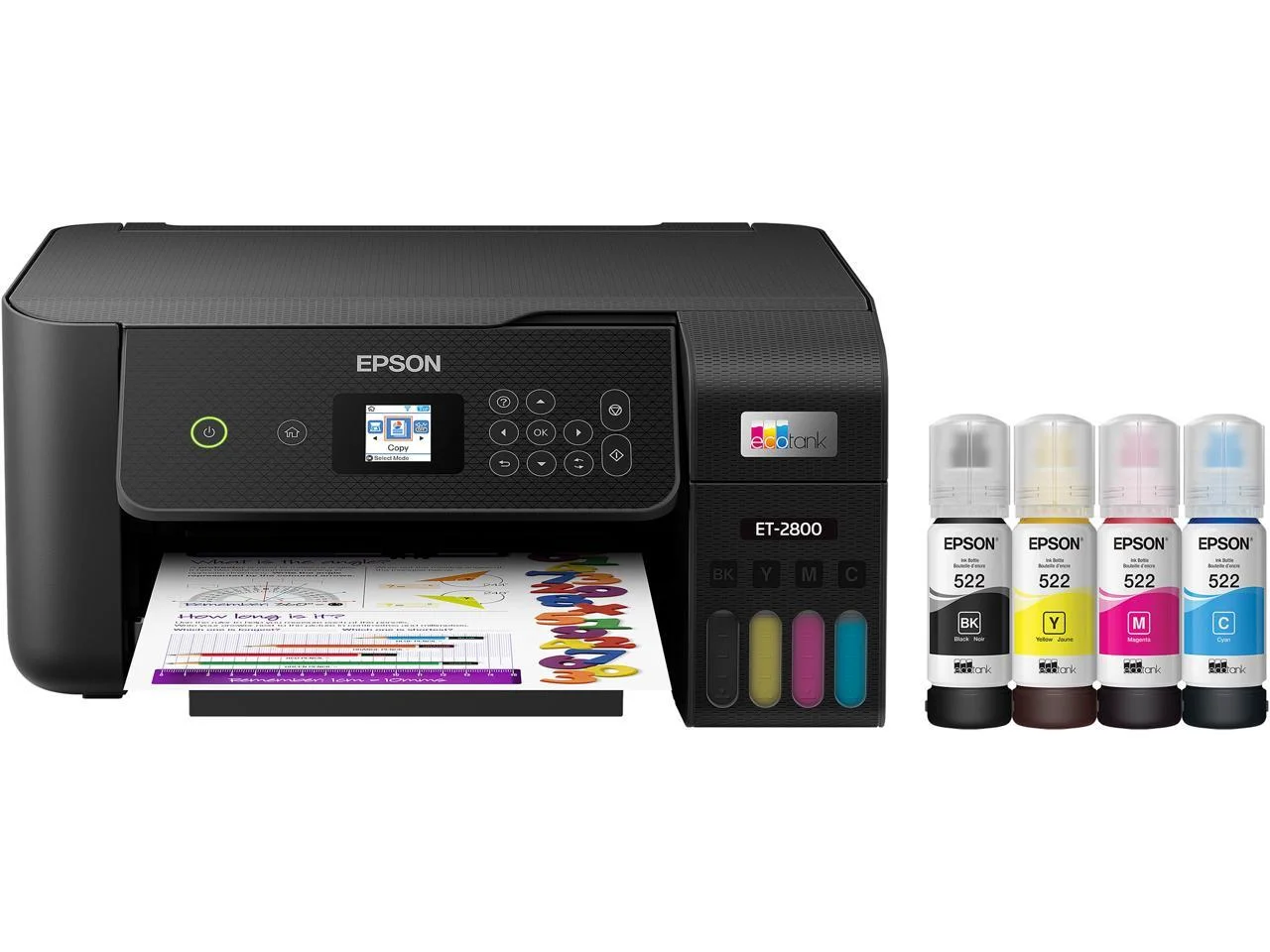 Epson EcoTank ET-2800 Wireless Color All-in-One Cartridge-Free Supertank Printer with Scan and Copy ? The Ideal Basic Home Printer - Black