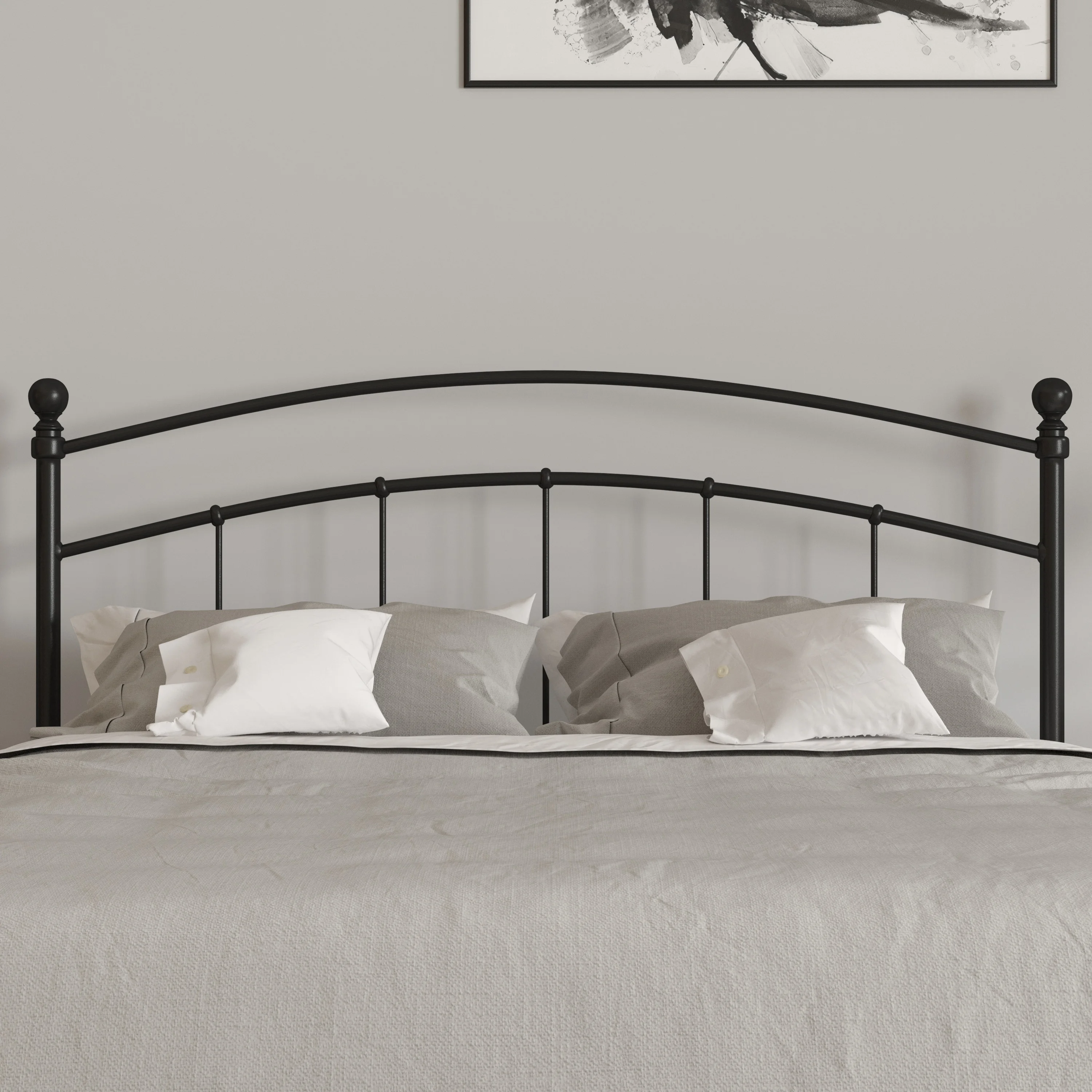 Merrick Lane Metal Queen Size Headboard Contemporary Arched Headboard With Adjustable Rail Slots
