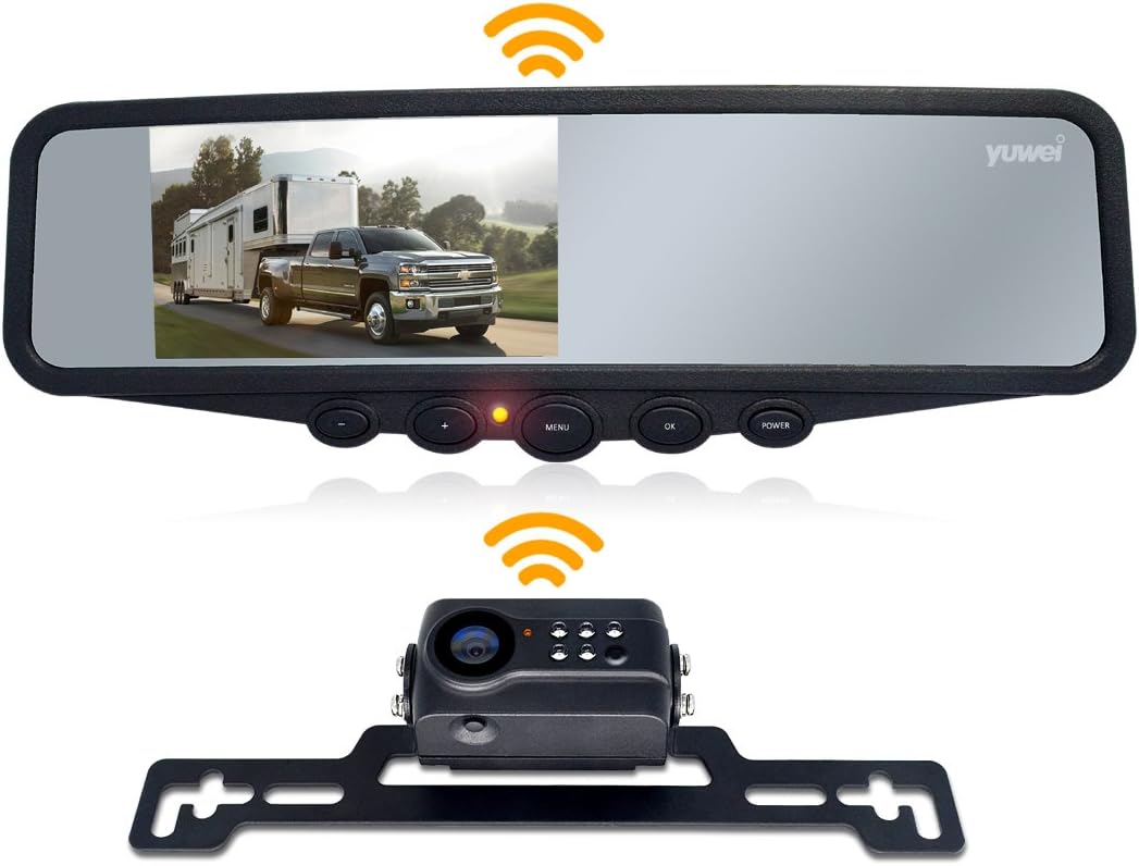 Wireless Backup Camera System, IP69K Waterproof Wireless License Plate Rear View Camera, Night Vision and 4.3&rsquo;&rsquo