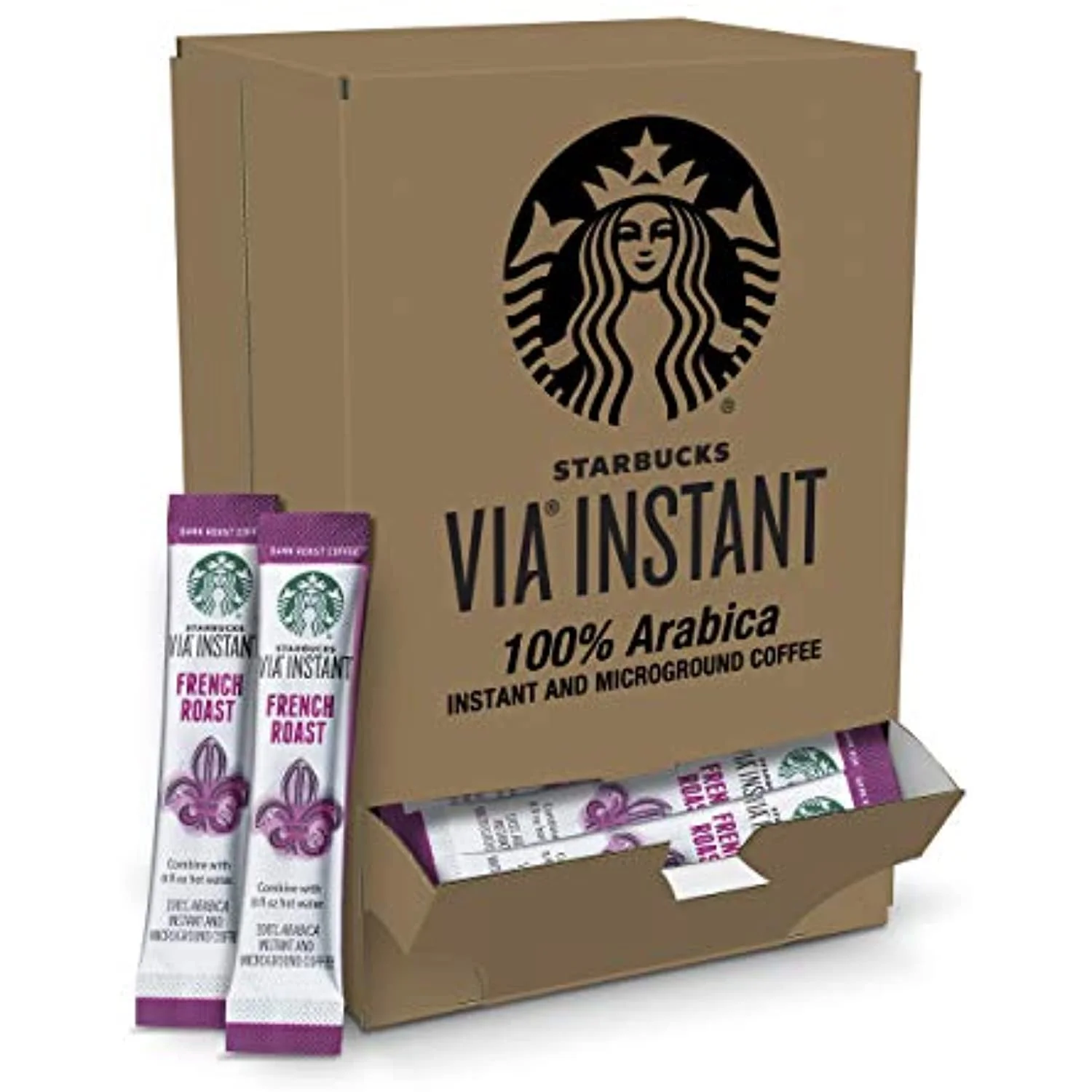 Starbucks VIA Instant Coffee Dark Roast Coffee French Roast 100% Arabica 1 box (50 packets) French 50 Count (Pack of 1)