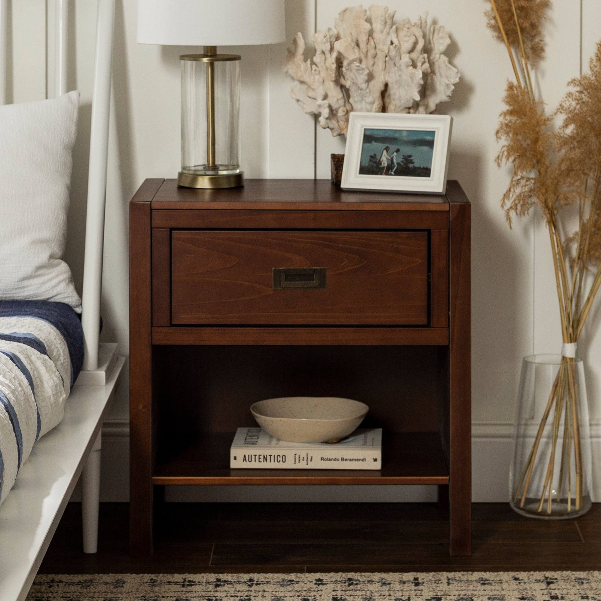 Carson Carrington Modern 1-Drawer Nightstand - Walnut