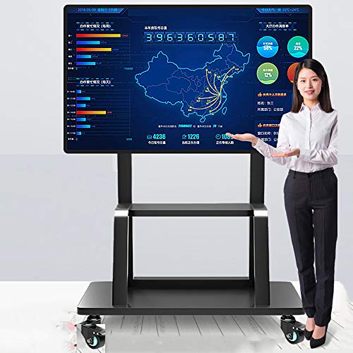 TV Floor Mount Height Adjustable TV Stand with Adjustable Shelf and Carry Brake Universal Wheels 55/65/75 Inch Universal TV 200 Lbs in Total