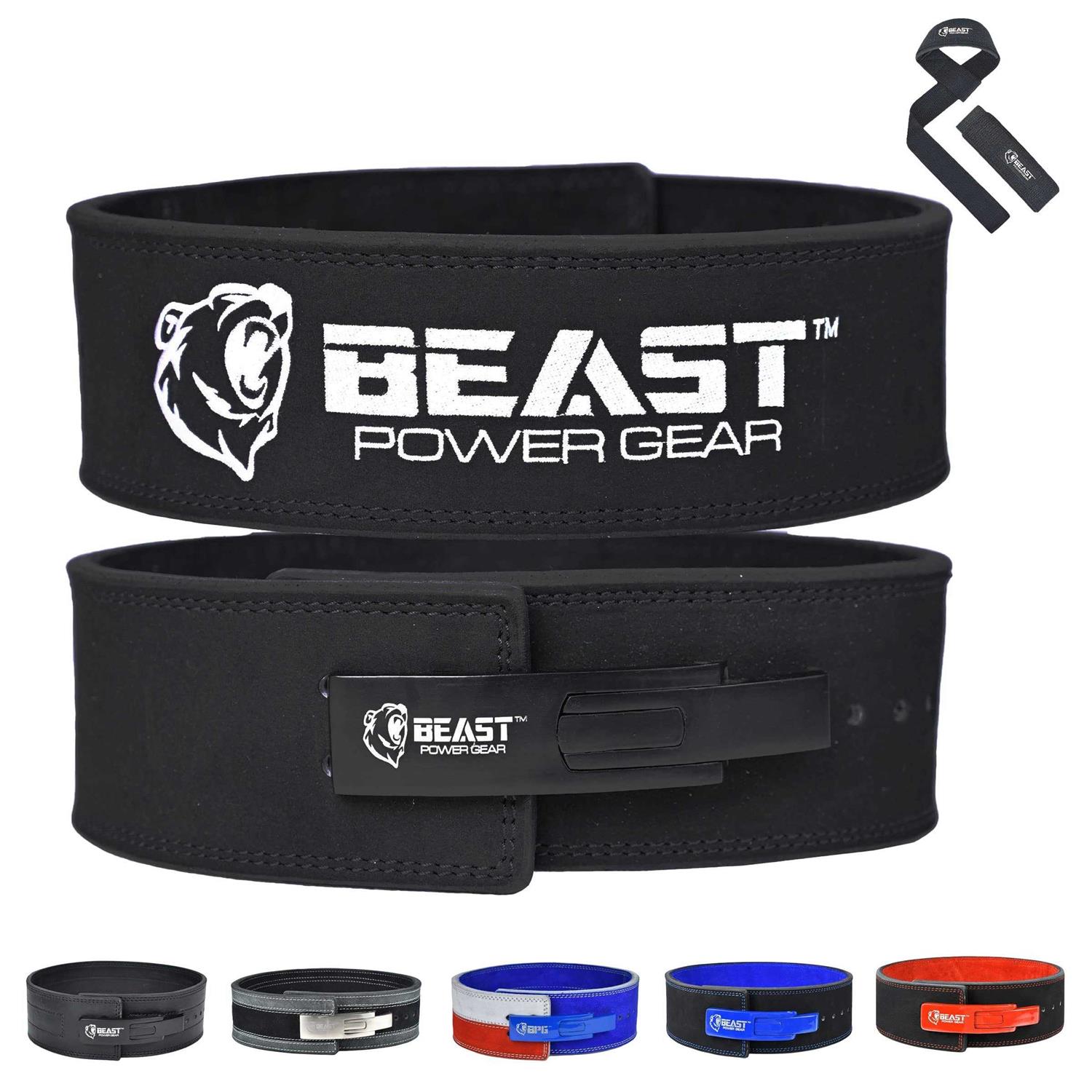 Beast Power Gear Weight Lifting Belt with Lever Buckle 10MM 13MM Thick 4 Inches Wide Free Strap - Sports Supplies Online Store