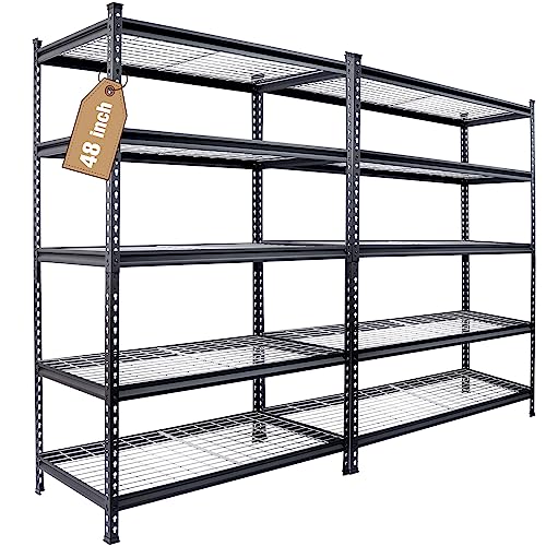WORKPRO 5-Tier Metal Shelving Unit, 48”W x 24”D x 72”H, Heavy Duty Adjustable Storage Rack, 4000 lbs Load Capacity (Total), for Garage, Basement