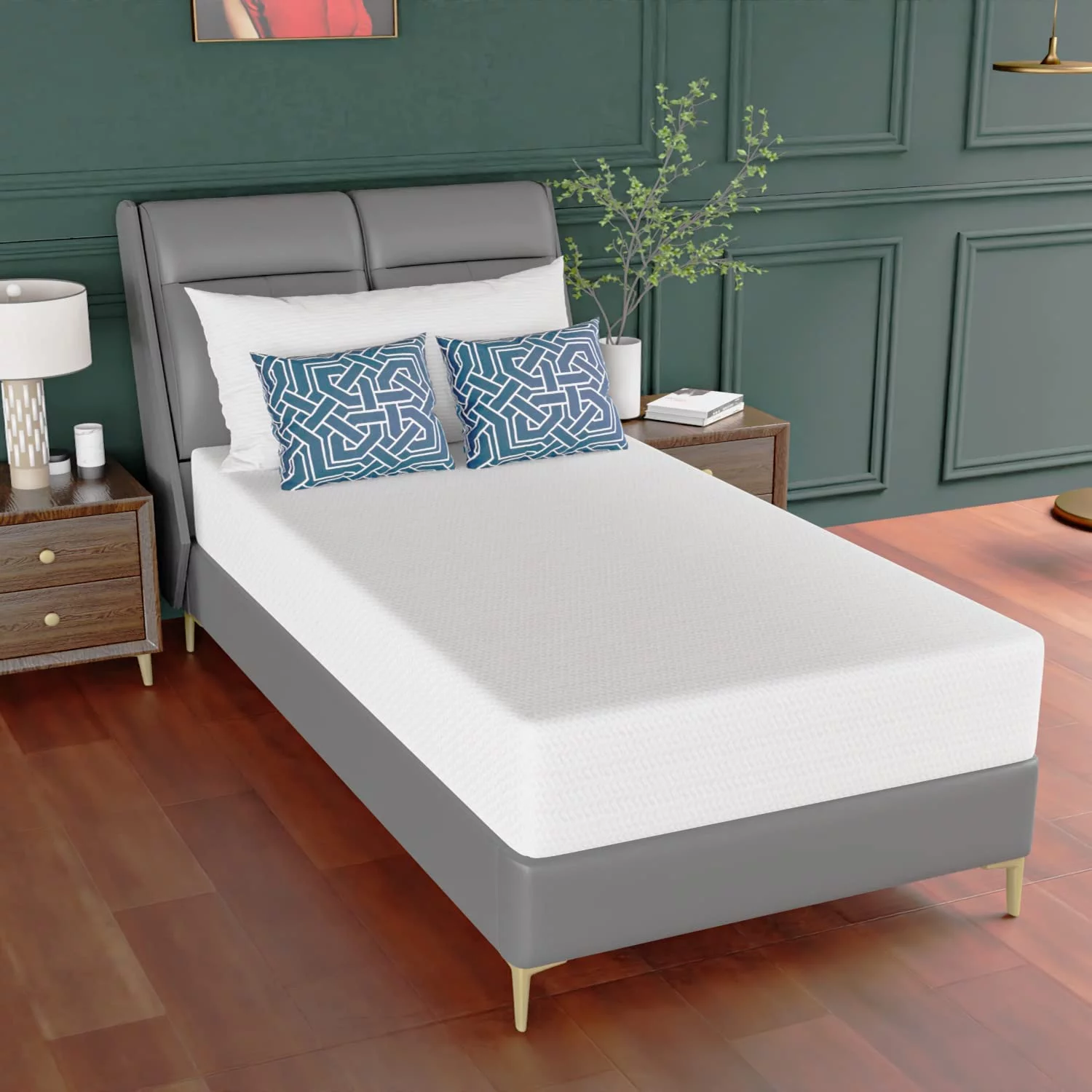 10 Inch Mattress Green Tea Memory Foam Mattress CertiPUR-US Certified,Removable Soft Cover,Twin mattresses for Bed Frame, Bunk Bed, Trundle, Daybed
