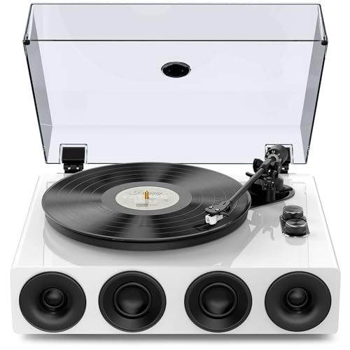 1 by ONE All-in-One Record Player with Wireless Input, High Fidelity Belt Drive Turntable with Built-in Speakers, Magnetic Cartridge AT-3600L