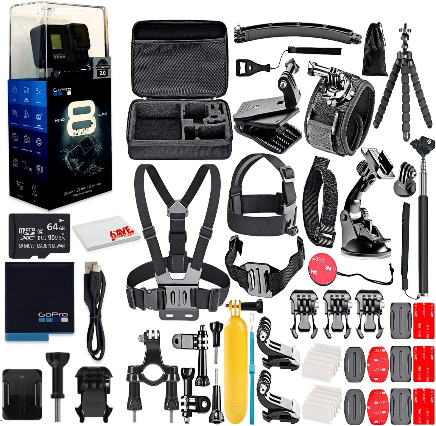 GoPro HERO8 Black Digital Action Camera - Waterproof, Touch Screen, 4K UHD Video, 12MP Photos, Live Streaming, Stabilization