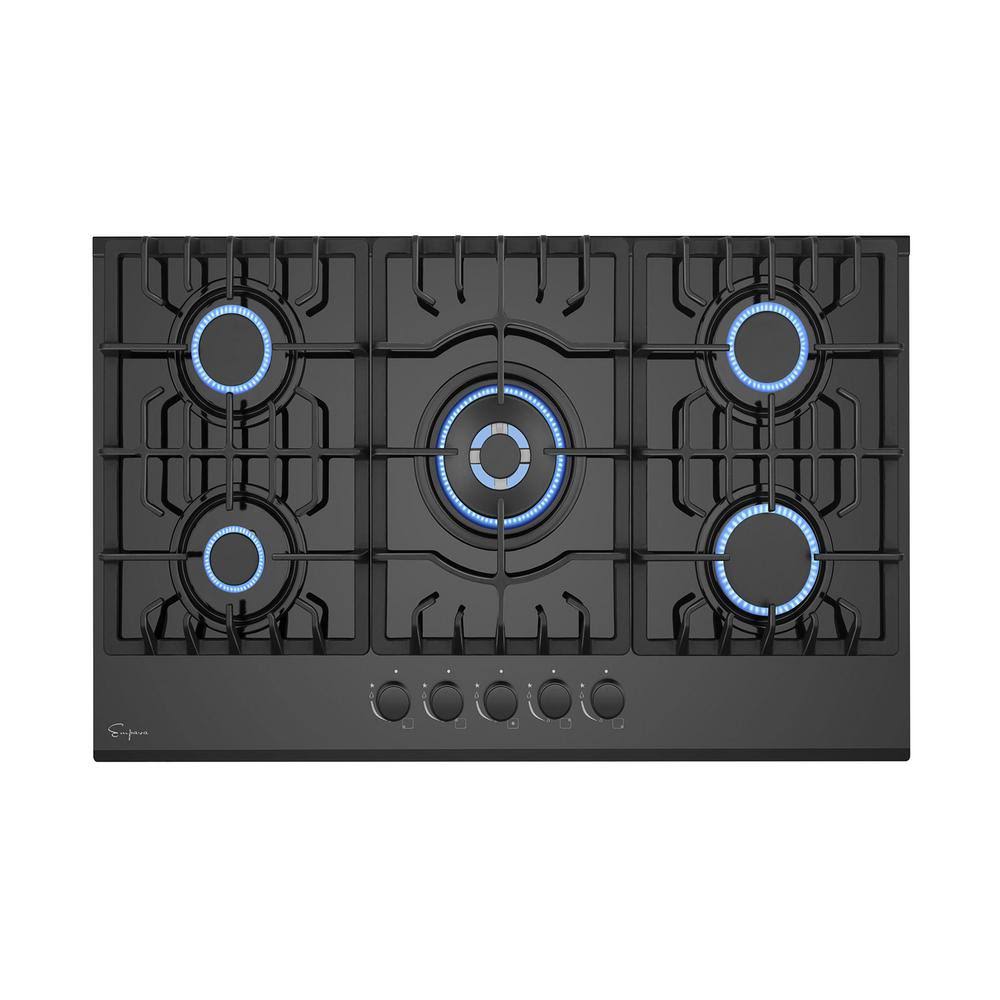Empava 30 in. Gas Stove Cooktop with 5 Italy Sabaf Burners in Black Tempered Glass EMPV-30GC26