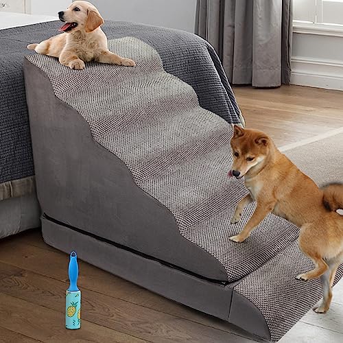 Foam Dog Stairs & Steps Ramps for High Beds 30-36 inches High Tall, LitaiL 6 Step Pet Stairs/Steps for High Beds 30 inch Large Dogs