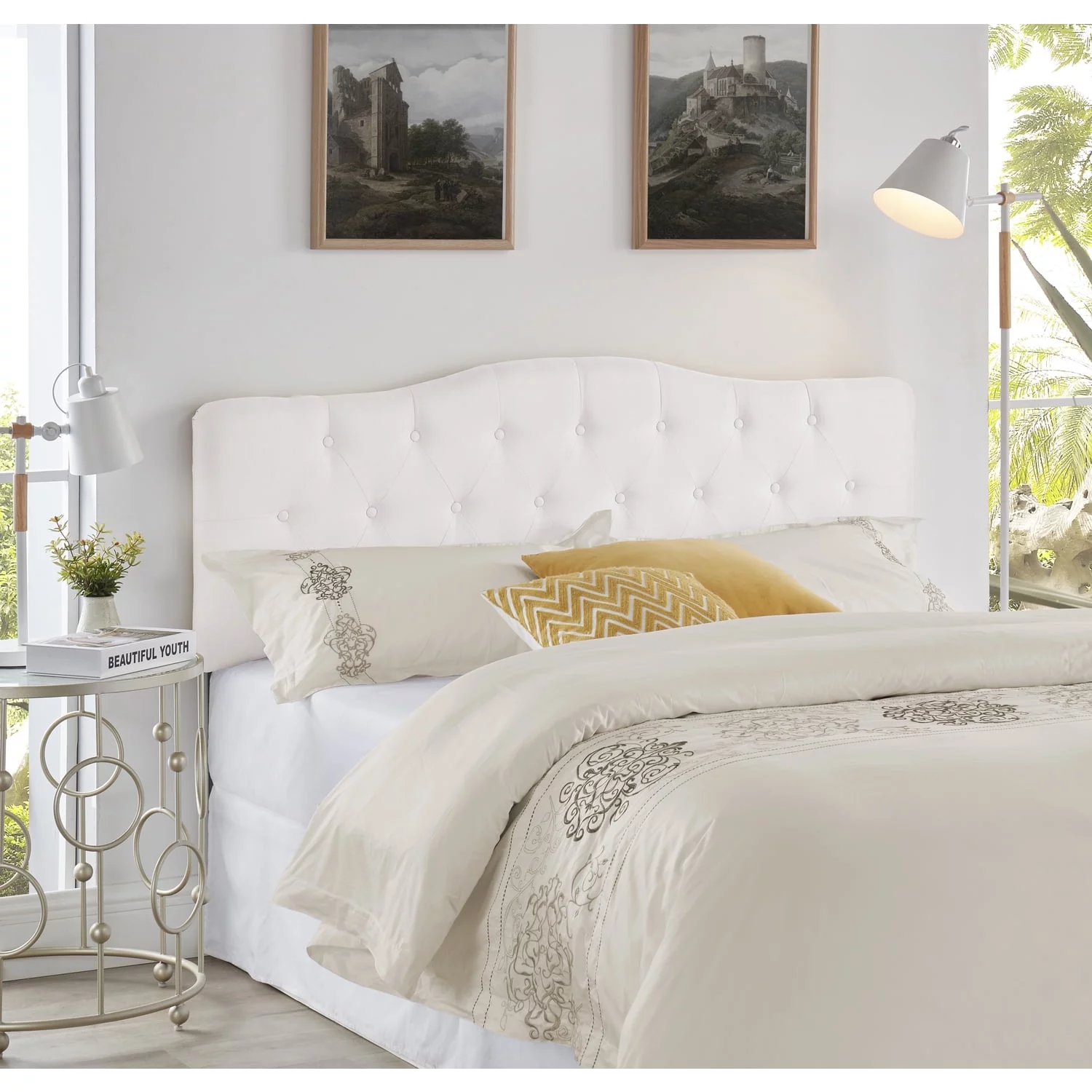 Cassandra Headboards for Queen Size Bed, Upholstered Button Tufted Bed Headboard, 12 Adjustable Positions Queen Headboard Only