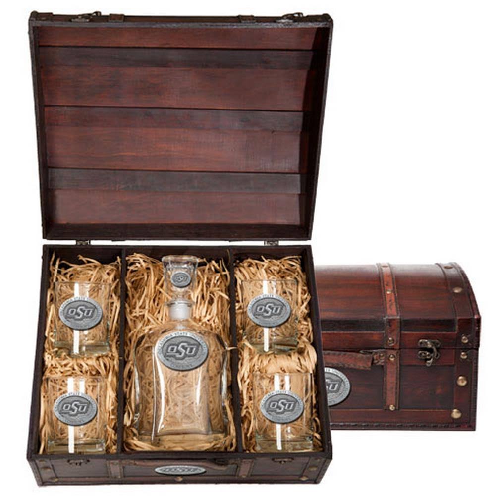 Oklahoma State University Decanter Set Whiskey Bottle and Glasses