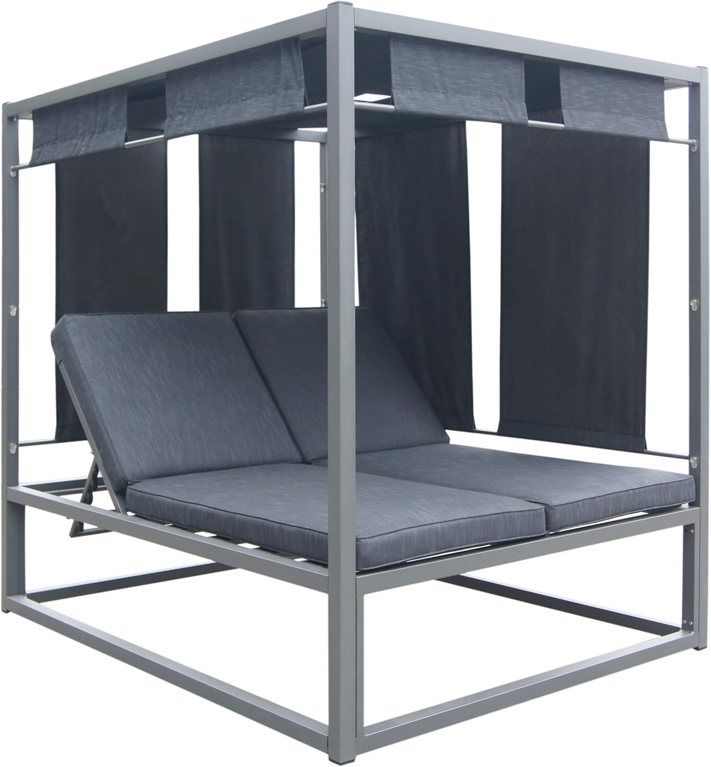 Christopher Knight Home 304847 Amos Outdoor Aluminum Daybed with Canopy, Dark Grey Fabric/Grey Frame