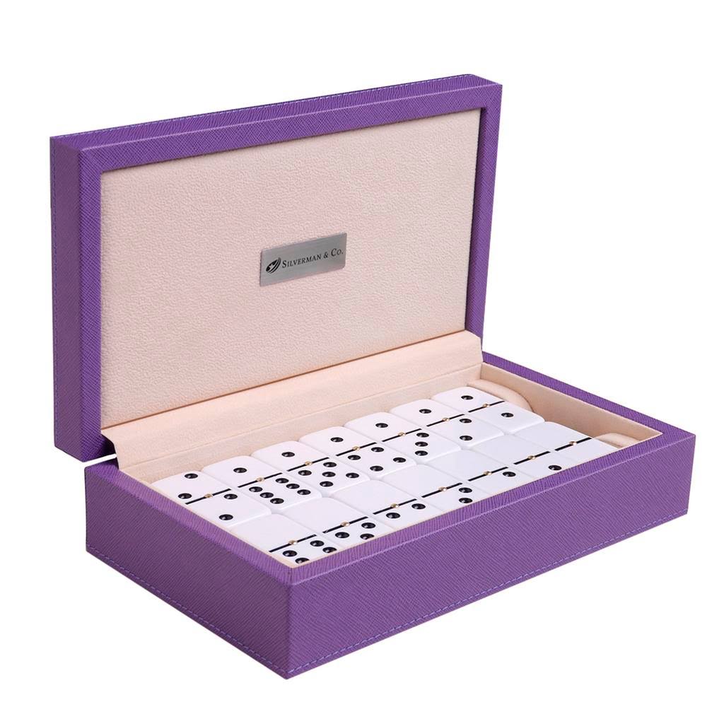 Silverman u0026 Co. Double 6 Large White Domino Set - Purple Case