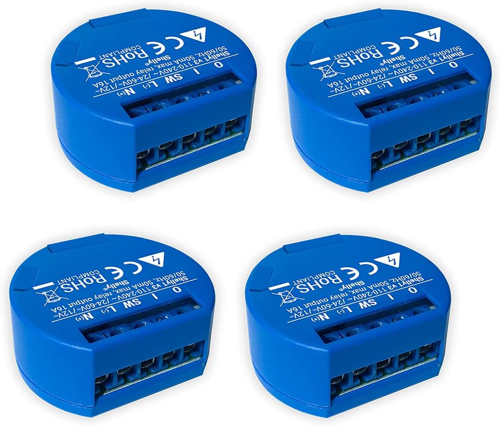 SHELLY 1 One Relay Switch Wireless WiFi Home Automation iOS Android Application - 4 Pack NON UL