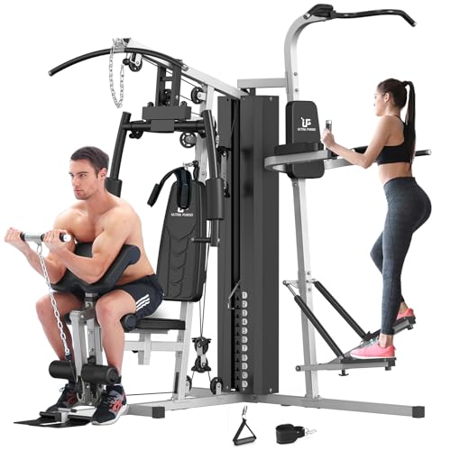 Multifunctional Home Gym Equipment Workout Station with Pulley System, Arm, and Leg Developer for Full Body Training