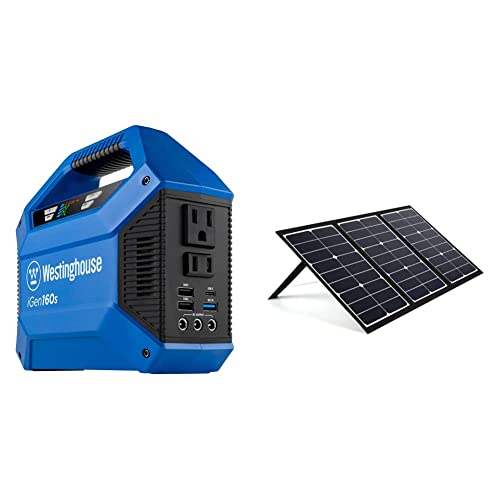 Westinghouse iGen160s and Solar Generator, 150 Peak Watts and 100 Rated Watts, with Portable 60W Solar Panel for iGen160s, 200s, 300s