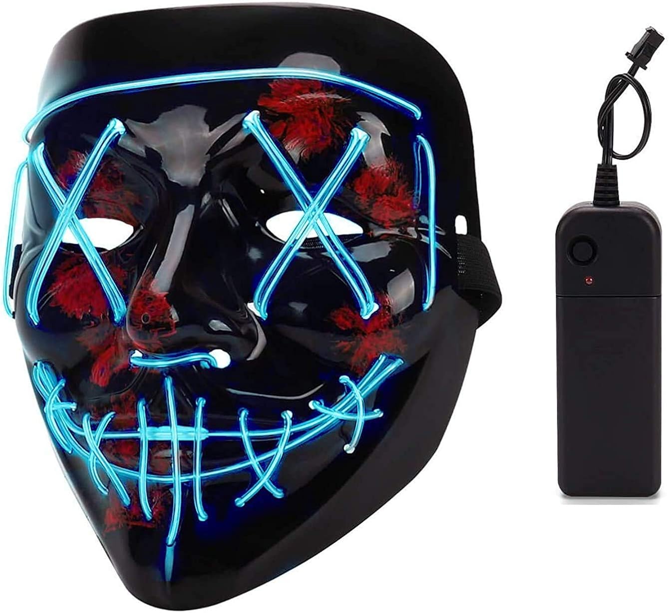 Depointer Halloween Scary Mask Cosplay Led Costume Mask EL Wire Light up Halloween Festival Party