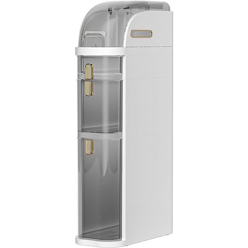 Storage Cabinet 3/4/5 Tier Bathroom Floor Storage Cabinet Narrow Tall Slim Bathroom Storage Tower with Clear Drawers Side Storage Organizer Cabinet