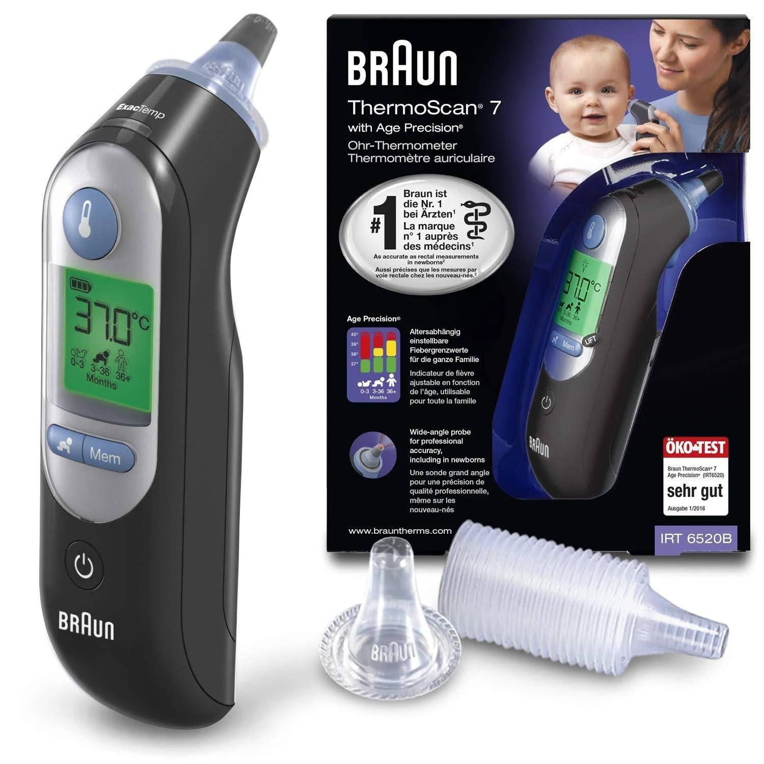 Braun ThermoScan 7 Ear Thermometer with Age Precision - Black Edition - Megean