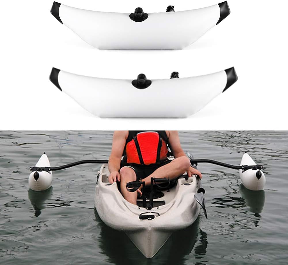 Lixada 2Pcs Kayak PVC Inflatable Outrigger Kayak Canoe Fishing Boat Standing Float Stabilizer System(Without Metal bar) Pack of 2
