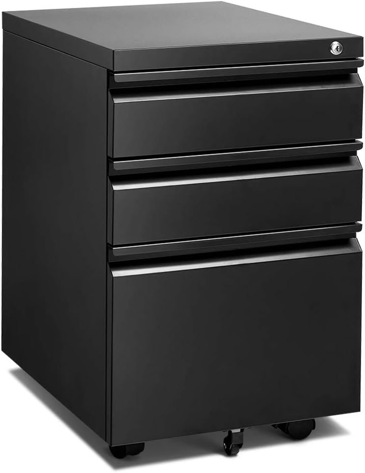 3 Drawer File Cabinet with Lock, Metal Filling Cabinets for Office Home