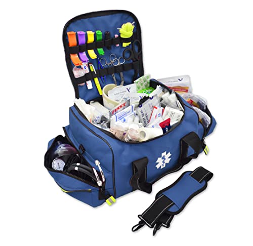 Lightning X Pre-Stocked EMS/EMT Trauma Kit w/Large First Responder Bag & 256 First Aid Medical Supplies - BLACK