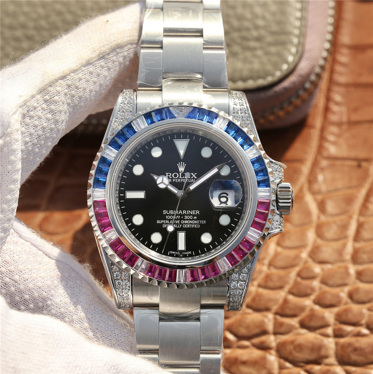 Submariner Silver Blue / Red Diamond 40mm