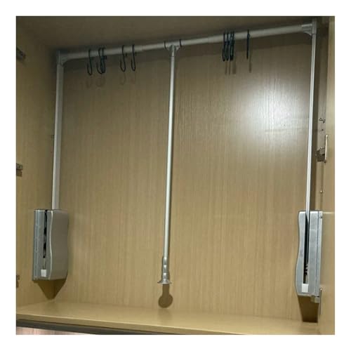 Pull Down Closet Rod,Organizer Storage Rack Lift Buffer,Extendable Adjustable Width Space Saving Wardrobe Hanger