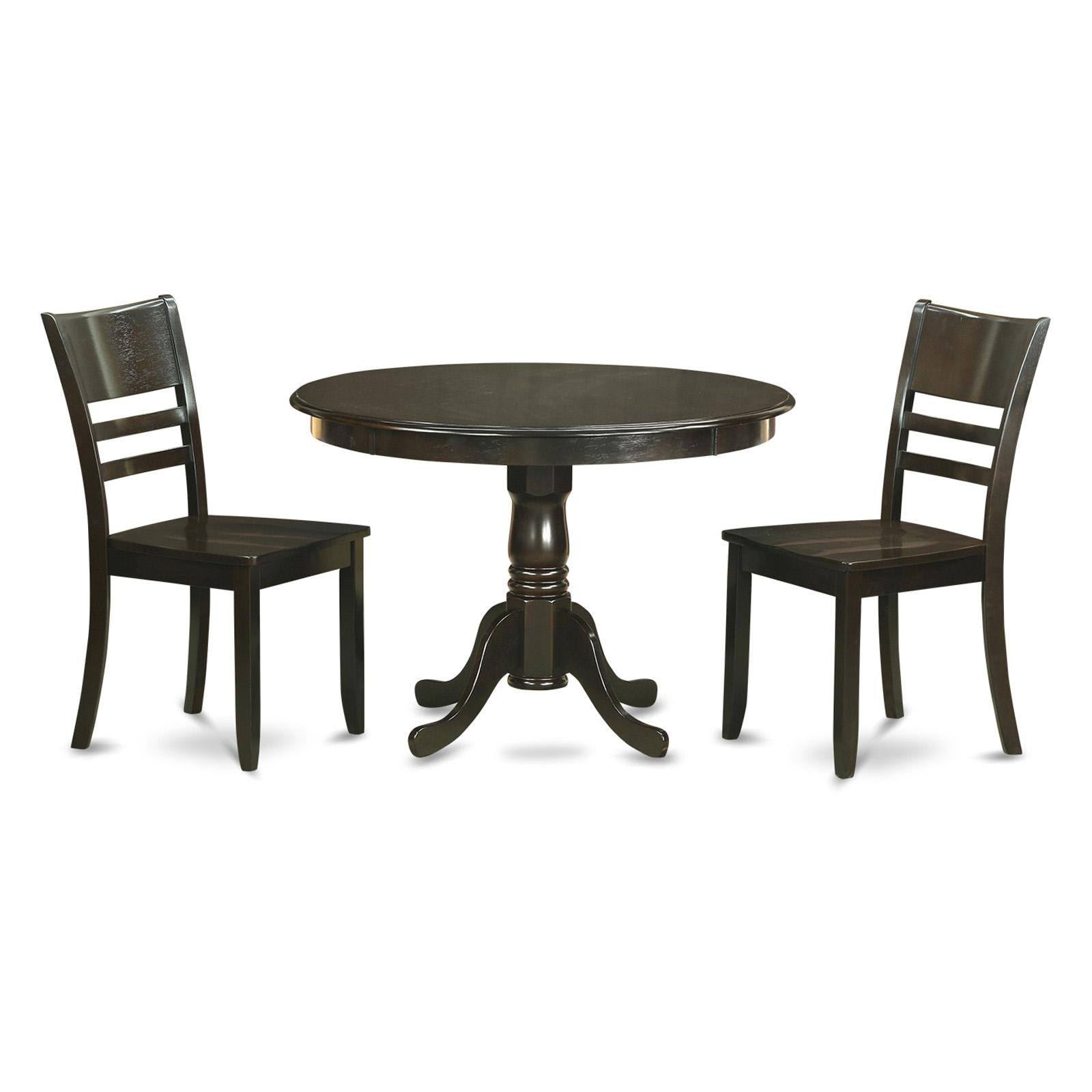 East West Furniture Hlly3-cap-w 3 Piece Small Kitchen Table and Chairs set-Kitchen Table and 2 Kitchen Chairs