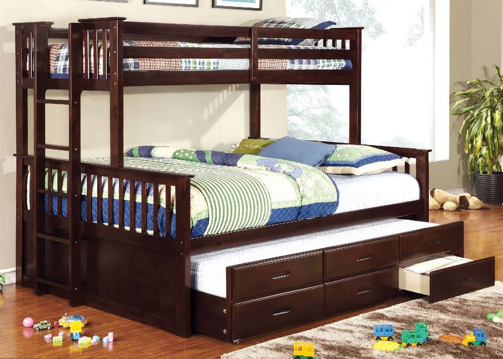 University Dark Walnut Twin Xl/Queen Bunk Bed by Furniture of America