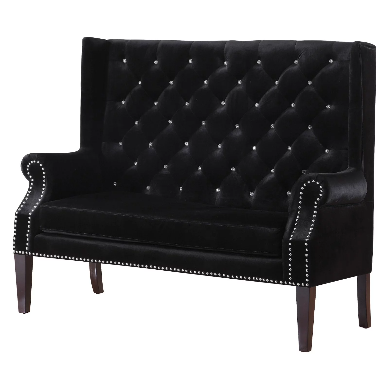 Upholstered Tufted Back Settee Black