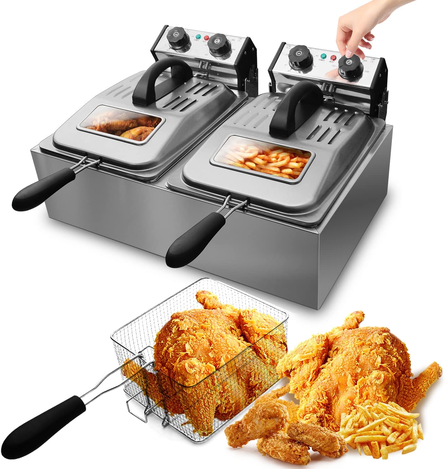 WantJoin 12L/12QT Commercial Deep Fryer with Glass Window