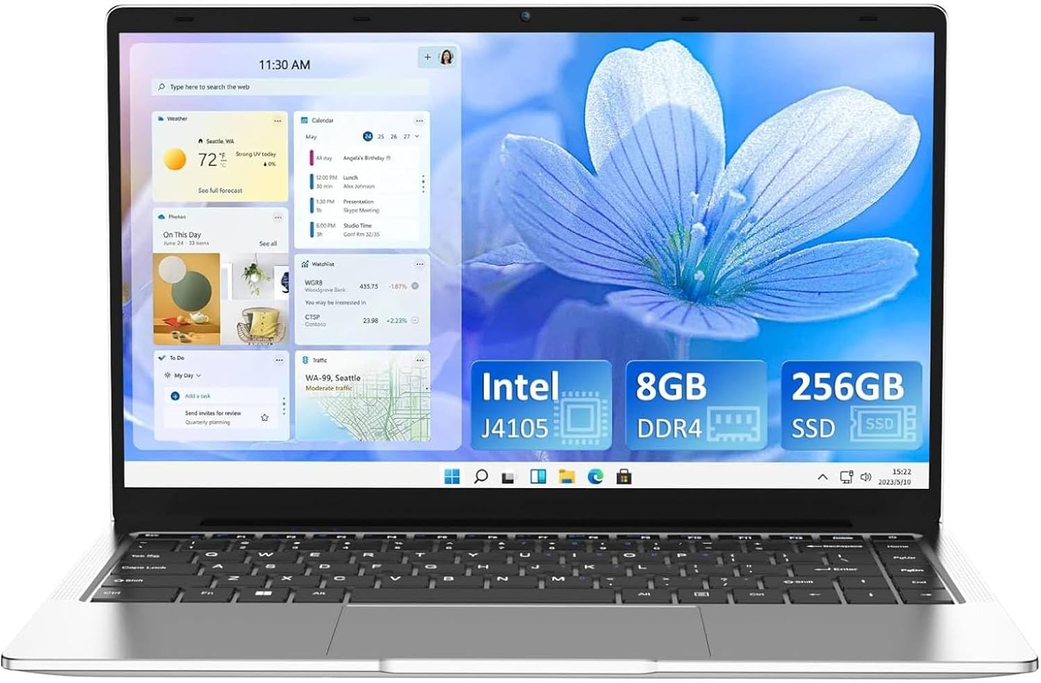 Laptop Computer 8GB DDR4 256GB SSD Quad-Core Intel Celeron J4105(Up to 2.5GHz), 14.1 inch 1080P FHD Traditional Laptops, WiFi, Webcam, USB3.0