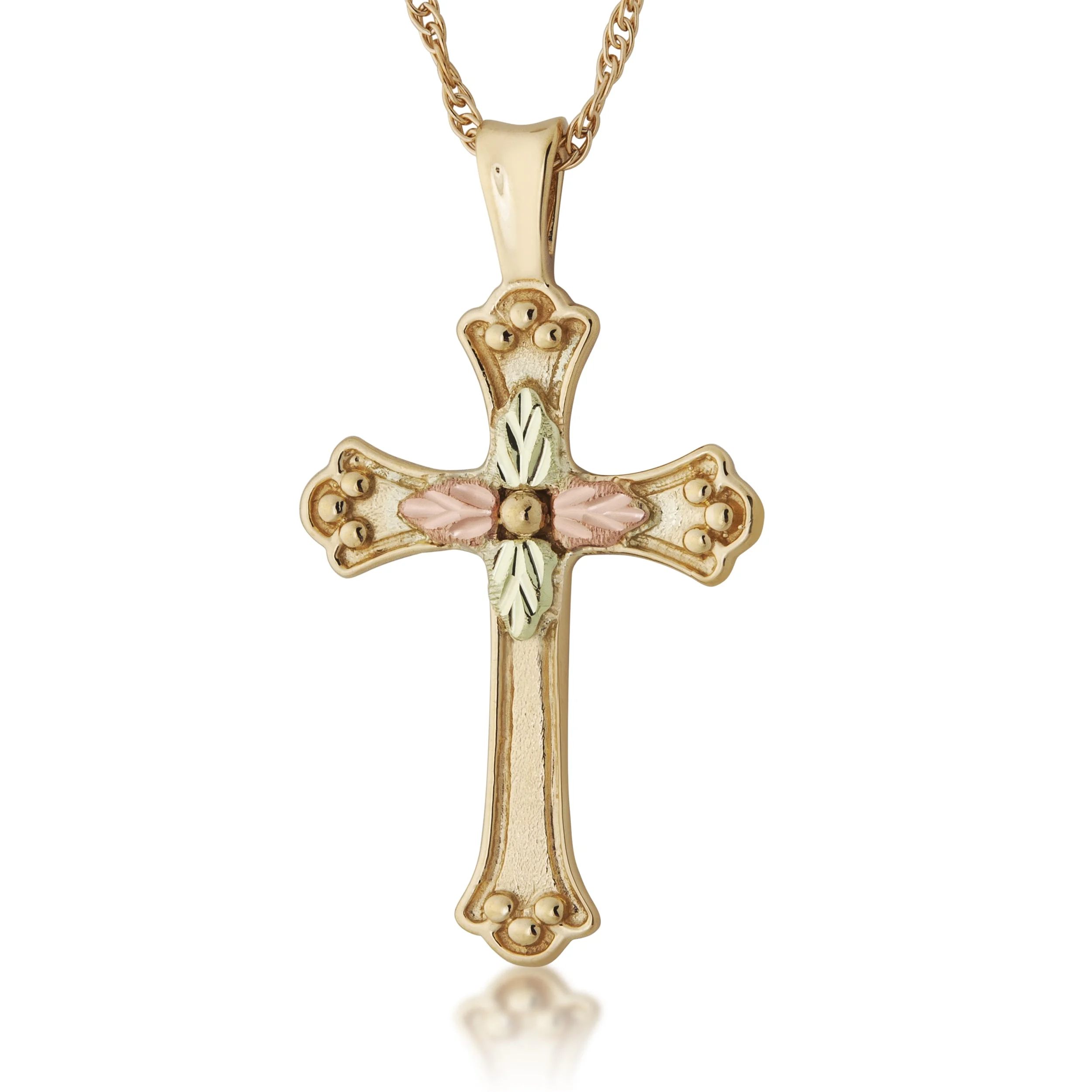 Mt.Rushmore Black Hills Gold Cross Necklace