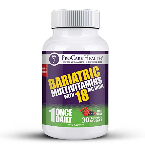 Once Daily Bariatric Multivitamin | Chewable | 18mg l Fruit Punch | 30 Count - Kansas Nuitrition - HNZSDS