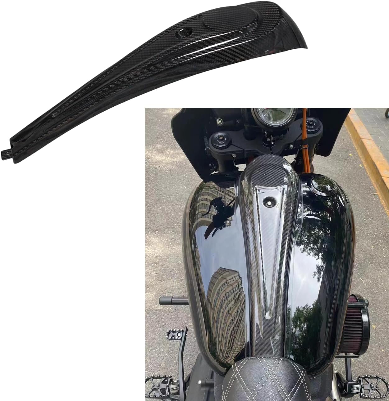 POWER JAMES Carbon Fiber Gas Fuel Tank Console Dash Instrument Panel Cover Bodywork for Harley Davidson 2022 23 Low Rider S, Low Rider ST