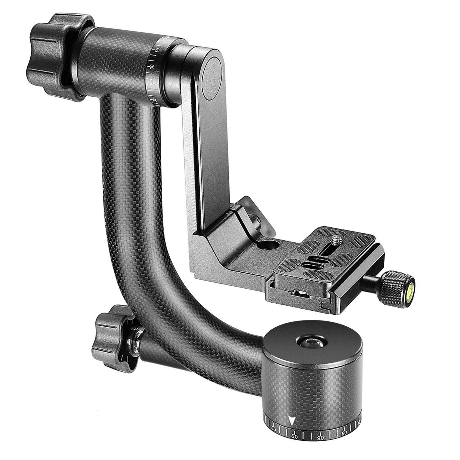 Neewer Professional Heavy Duty Carbon Fiber 360 Degree Panoramic Gimbal Tripod Head with Arca-Swiss Standard 1/4 inch Quick Rele