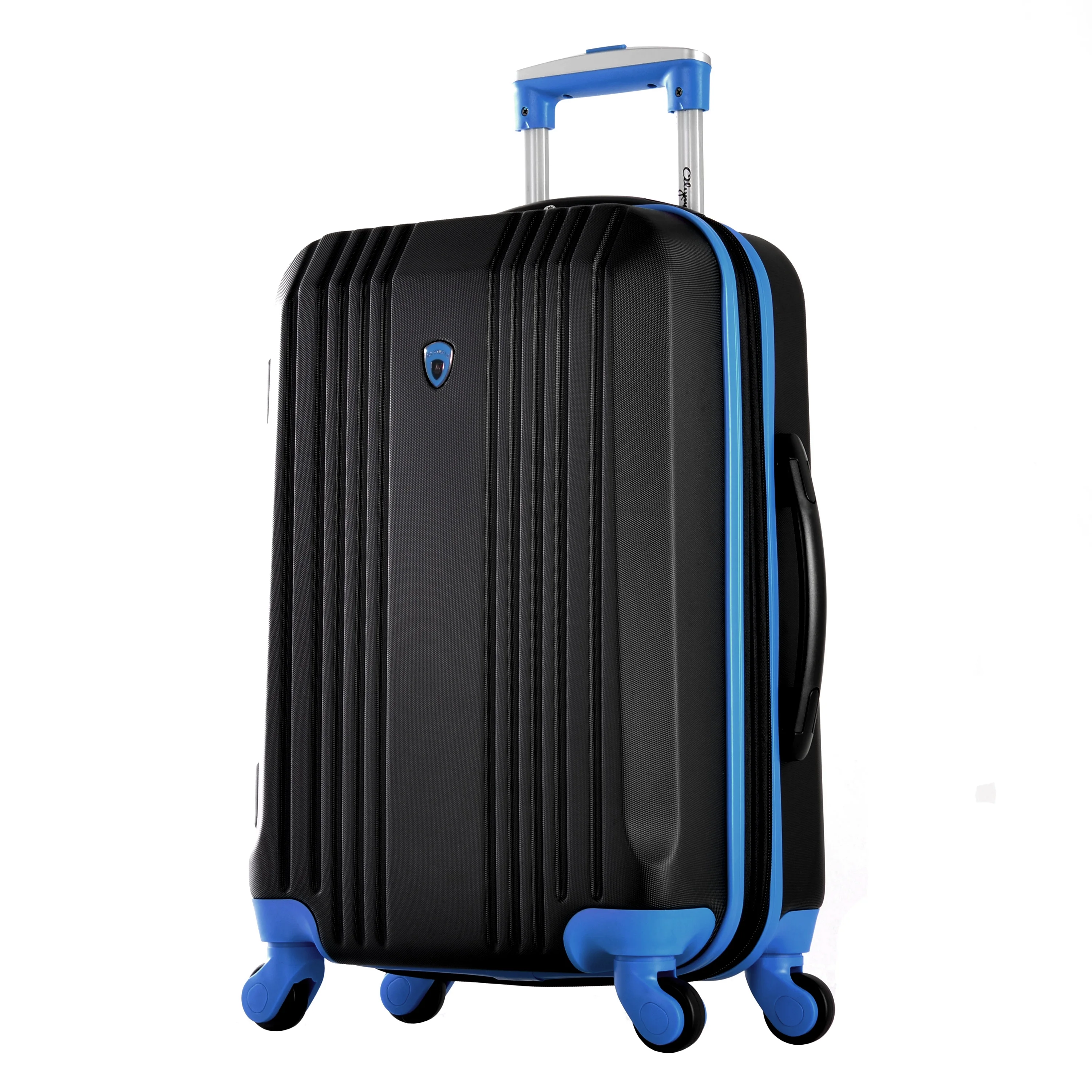 Olympia U.S.A. Apache Expandable Hardside Carry-On Luggage Spinner Suitcase with Laptop Compartment, Black/Blue