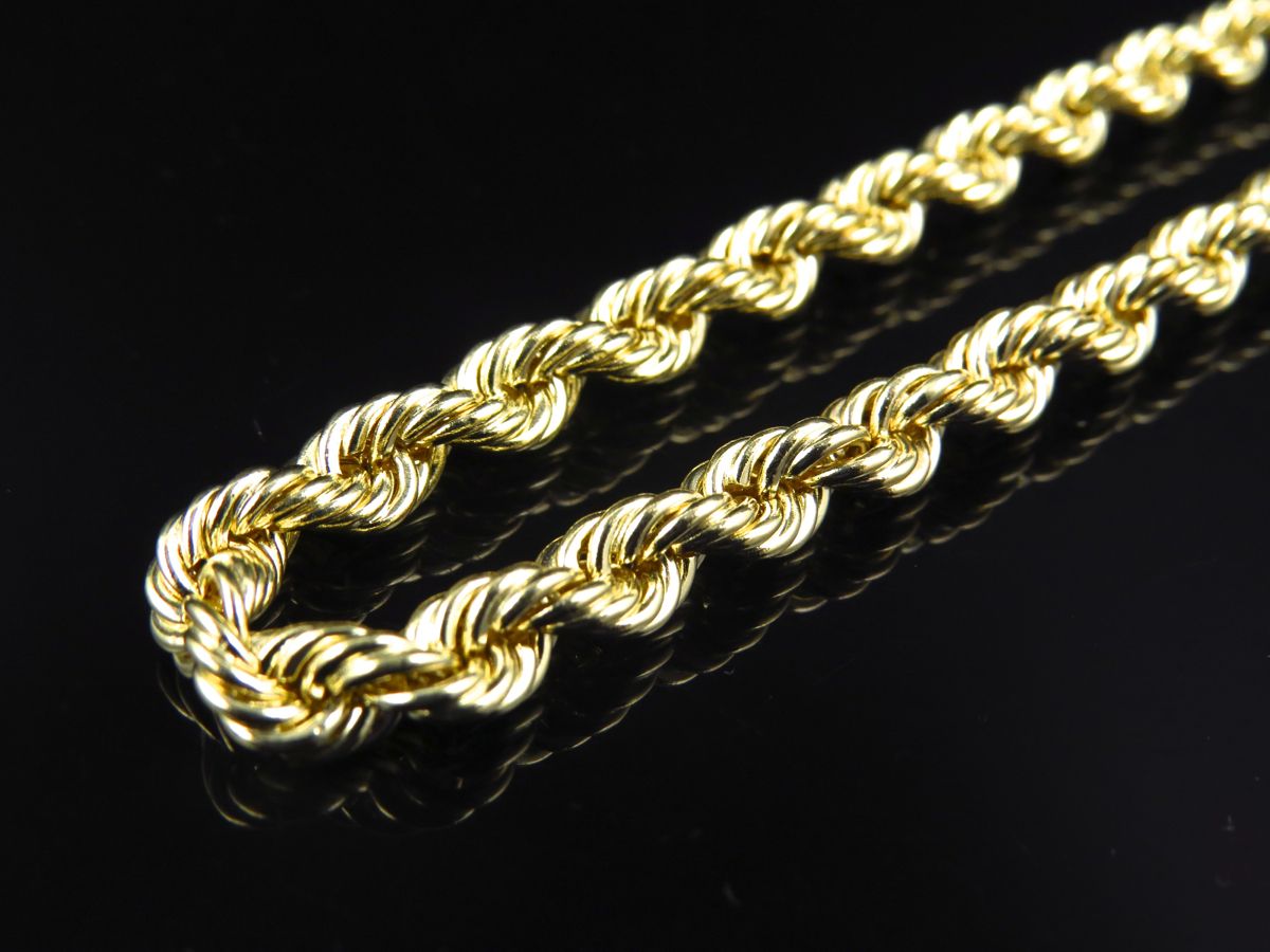 Men's Hollow Rope Chain 4.5MM in 10K Yellow Gold 16-28Inches