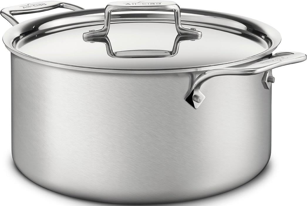 All-Clad BD55508 D5 Brushed 18/10 Stainless Steel 5-Ply Bonded Dishwasher Safe Stockpot Cookware, 8-Quart, Silver