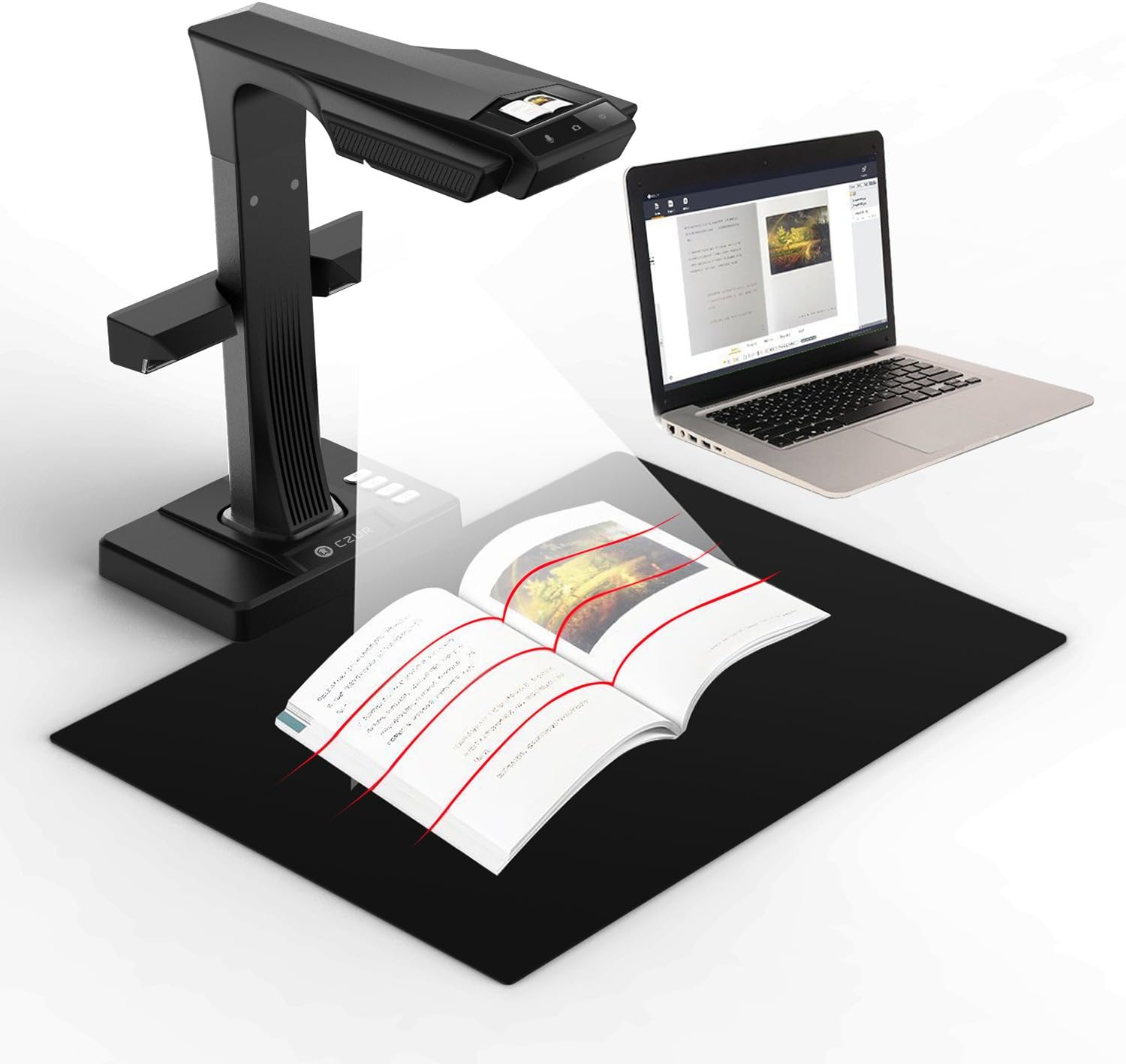 CZUR ET16 Plus Advanced Book & Document Scanner, 2nd Gen Auto-Flatten&Deskew Tech, 16MP Camera, Capture A3, 186 Languages OCR