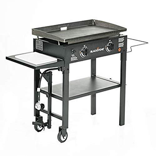 Blackstone 1853 Flat Top Gas Grill 2 Burner Propane Fuelled Rear Grease Management System 28” Outdoor Griddle Station for Camping with Built in